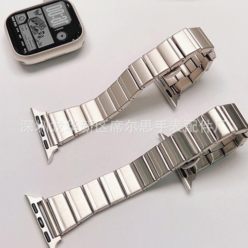 Suitable for Apple Watch, slim waist bamboo knot butterfly clasp strap, 18mm stainless steel watch strap