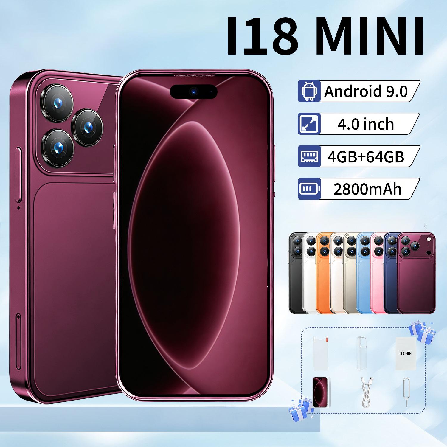 New cross-border i18MiNi mini smartphone, 4 inches, 2+16 memory, supports TK/TM Shopee dropshipping