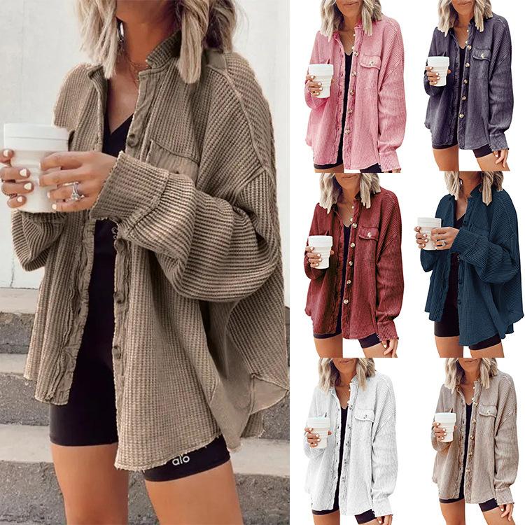 2025 European and American Cross-Border Autumn New Fashion Casual Lapel Pocket Irregular Shirt Jacket for Women