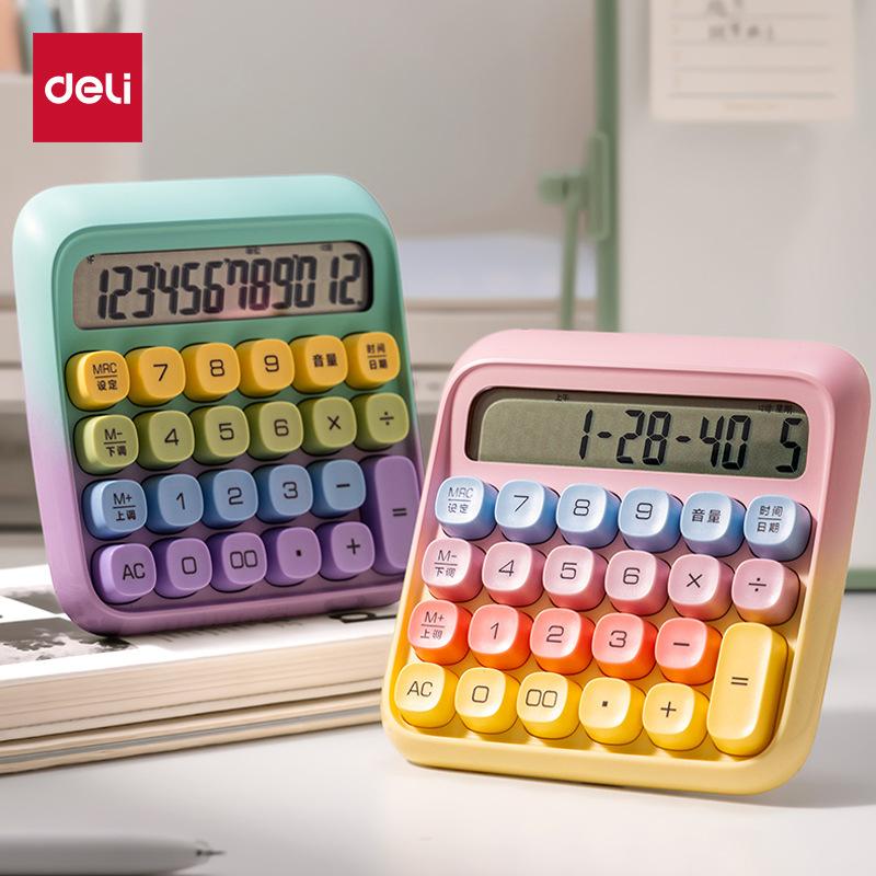 Deli Te26 Voice Calculator with High-Visibility Buttons, 12-Digit Display, Portable Calculator Supplies
