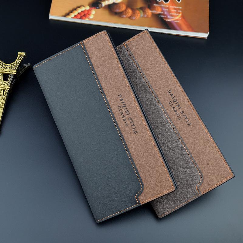 Men's Wallet Men's Long Wallet Fashionable Stitching Color Contrast Thin Youth Soft Wallet Multi-card Card Holder suit Bag
