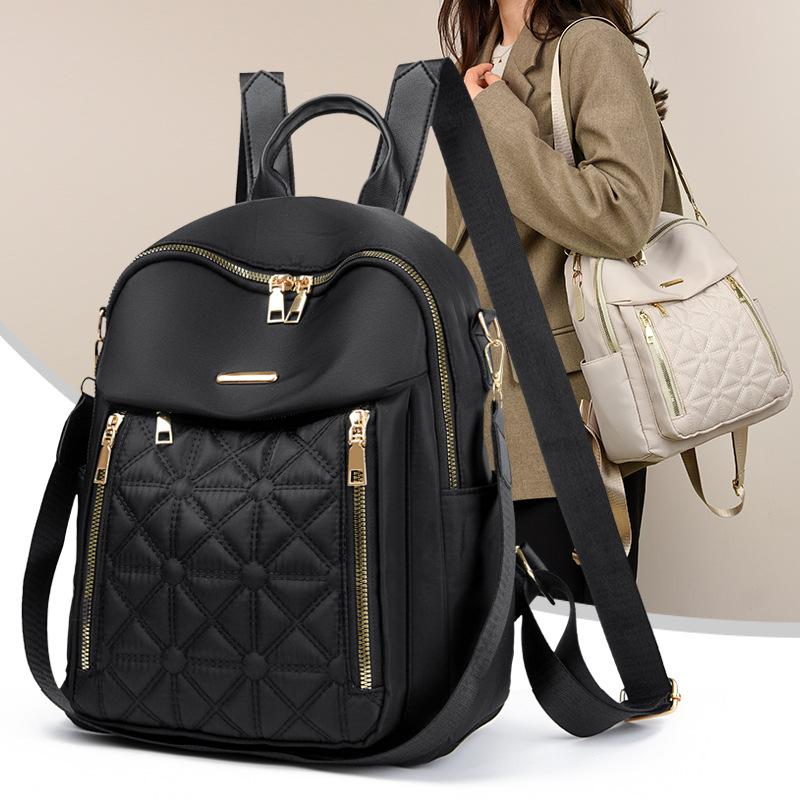 Cross-border women's backpack, large capacity, casual travel school bag, new trendy versatile fashion Oxford cloth backpack