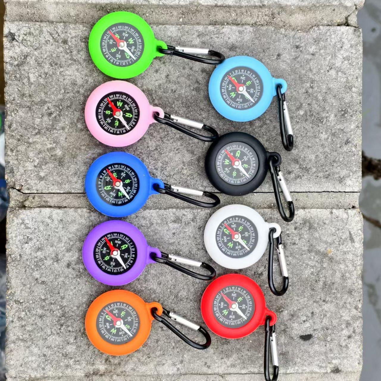 New Silicone Hanging Buckle Compass Carabiner Hook Quick-Hang North Needle Outdoor Use Printable Logo Promotional Product