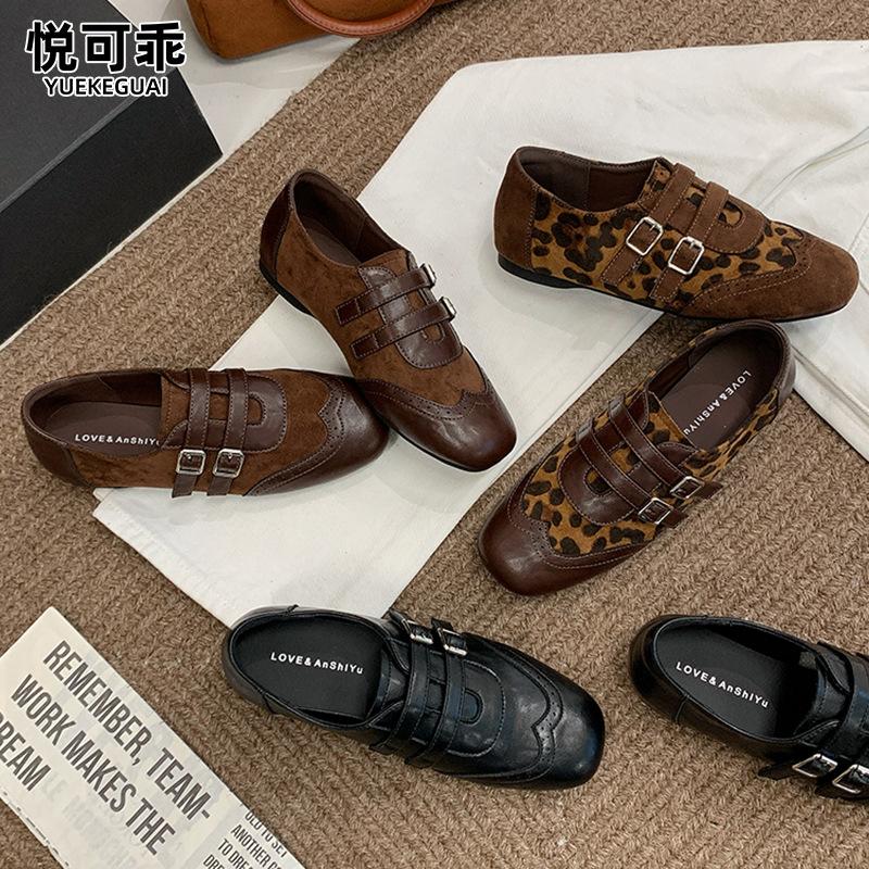 Genuine leather retro flat loafers for women, 2026 autumn new super popular British style small leather shoes, Mary Jane shoes