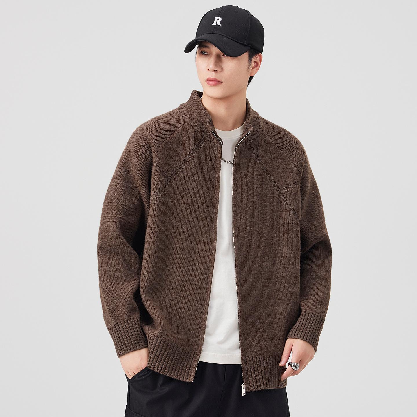 Knitted Knitwear Men's 2025 Autumn and Winter New American Style Jacket Cardigan Loose Large Size Long-Sleeved Versatile Jacket