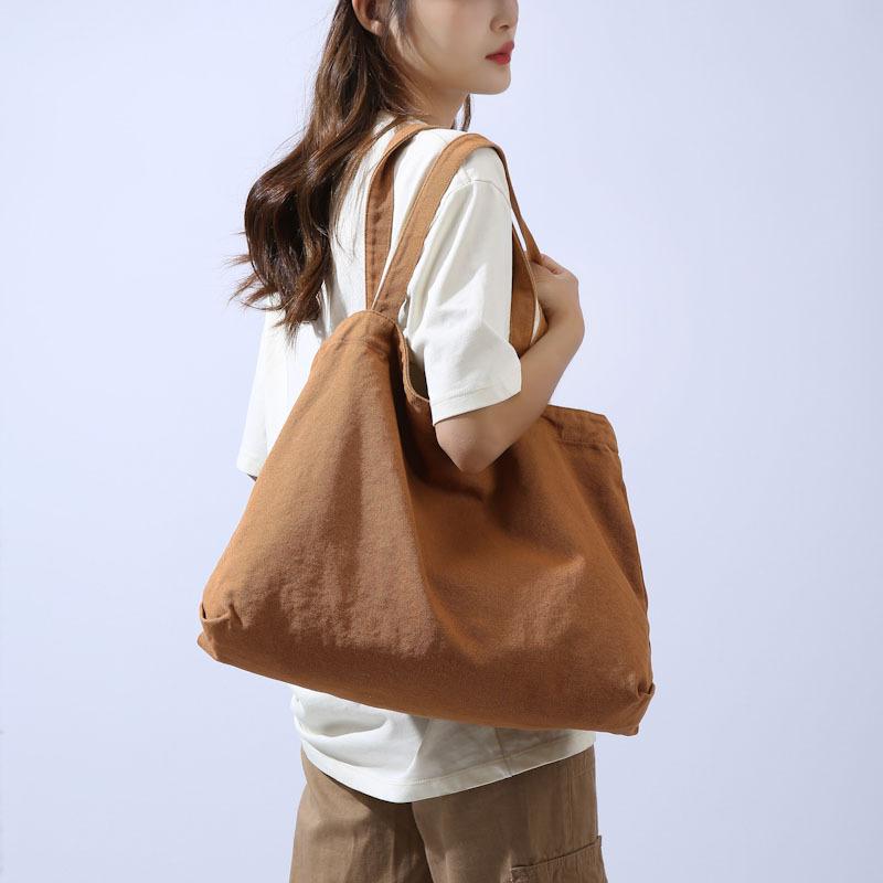 Large Capacity Tote Bag Women's Canvas Bag Student Class Shoulder Bag Vintage Cloth Bag Simple All-match Cloth Bag Trendy