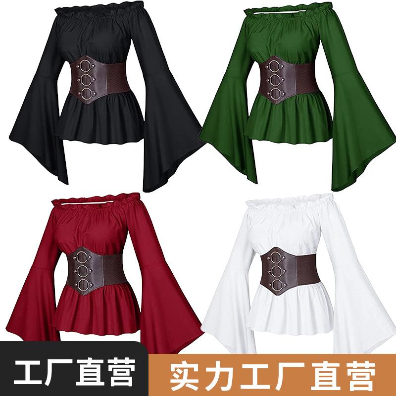 Cross-Border Medieval Retro Women's Pirate Shirt Costume Role-Playing Dress-Up Festival Performance Adult Women