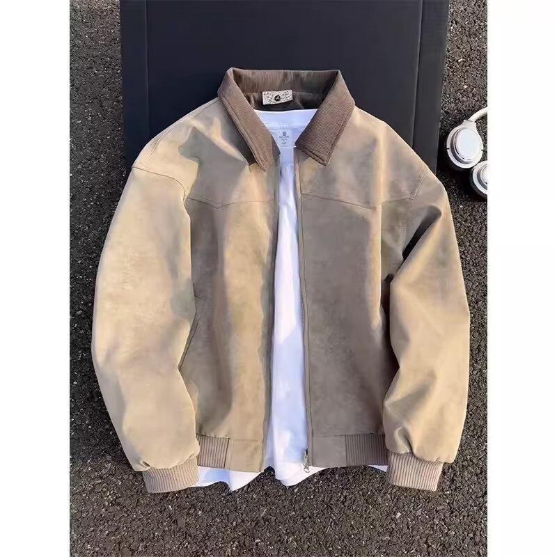 Stylish and cool Harrington PU leather stand-up collar autumn motorcycle leather jacket for men, American style casual trendy brand