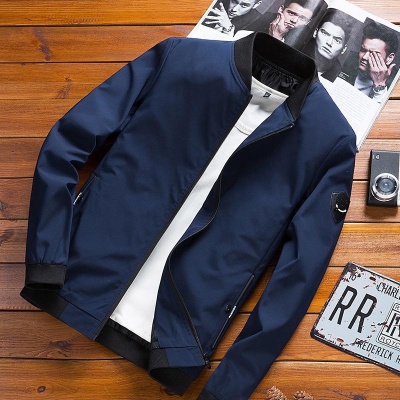 Dropshipping Men's Jacket, Spring and Autumn Style, Korean Version, Slim Fit, Solid Color Coat, Large Size Jacket for Young Men, Men's Clothing