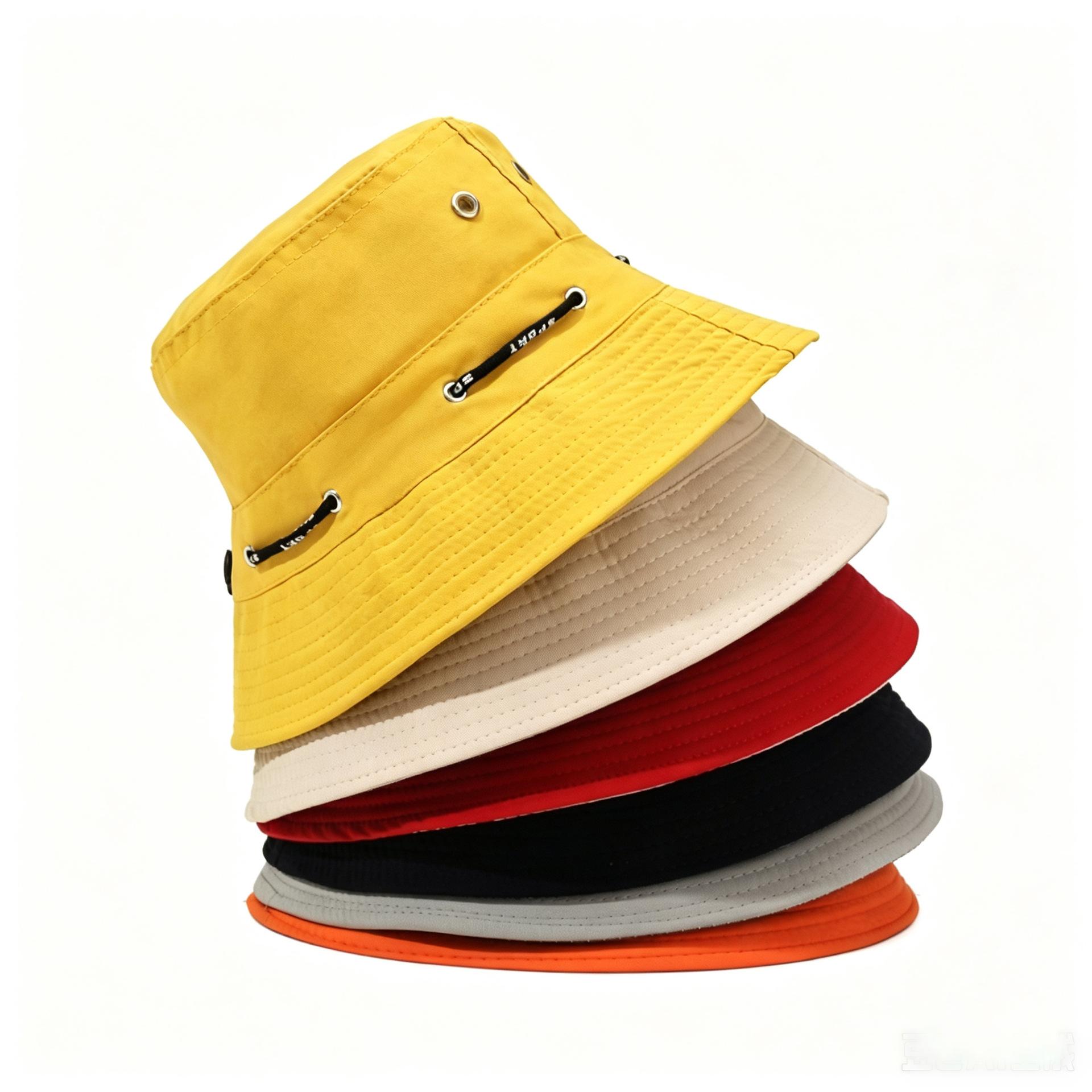 Small eaves fisherman hat construction site dustproof breathable hat men's travel fashion hat printable logo word wearing rope fisherman hat