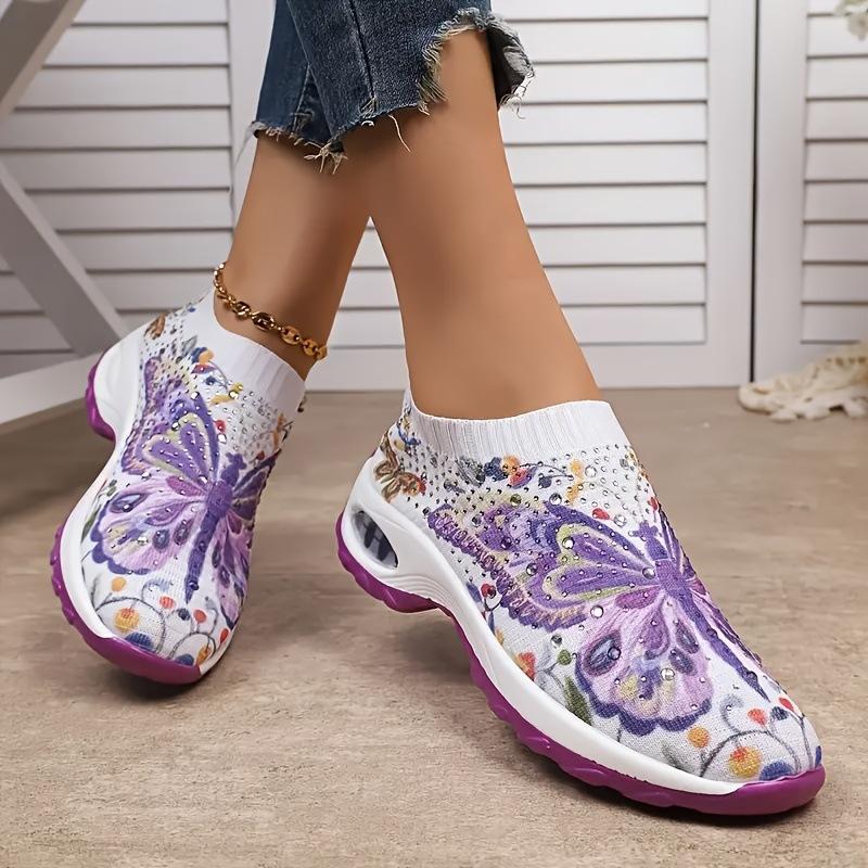 2026 Spring and Autumn Foreign Trade Cross-Border Best-Selling Women's Sports Shoes, Large Size Printed Lightweight Flyknit Women's Shoes Wholesale
