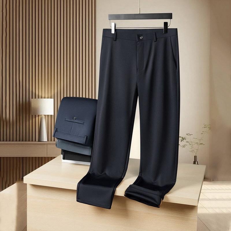 Men's Plus-Size Spring and Autumn Business Casual Dress Pants, Extra Large Elastic High-Waisted Trousers for Big and Tall Men, Loose Fit