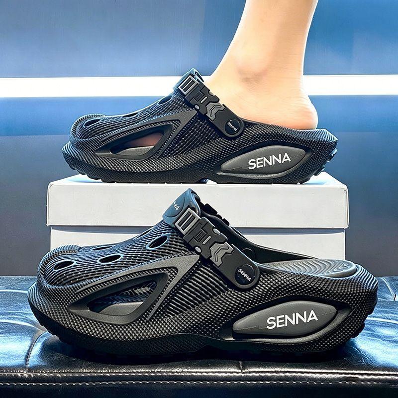 Croc shoes for men, beach sandals, slip-on shoes, non-slip soles, suitable for seaside vacations, versatile trendy shoes, lightweight and breathable footwear
