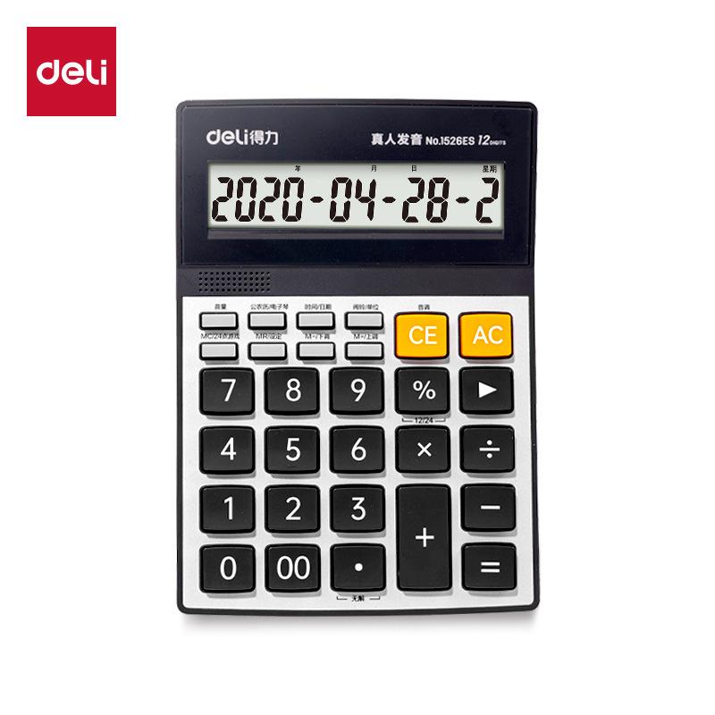 Deli 1526Es Voice Calculator with Real Human Voice, Large Calculator with Big Buttons and Large Screen