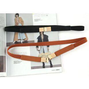 Elastic Square Buckle Thin Waist Belt for Women, Decorative Versatile Belt for Dresses, New Retro Style