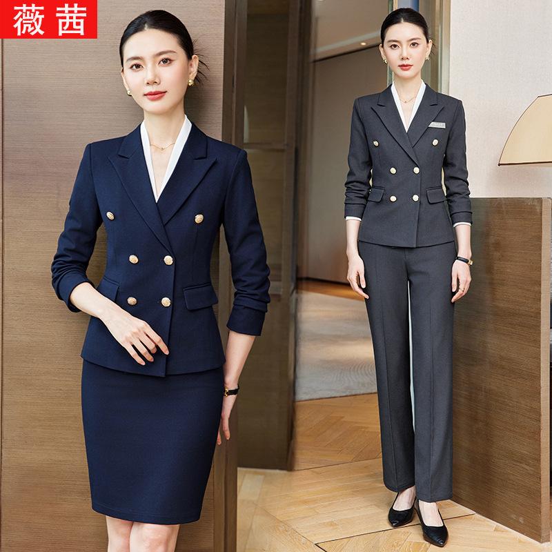 Black women's suit 2026 new formal attire hotel receptionist workwear professional blazer