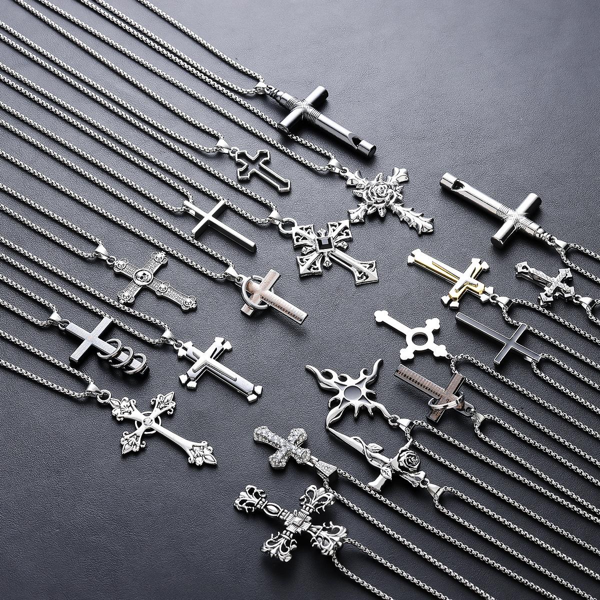 Cross Necklace Men's Titanium Steel Color-free High-end All-match Personality Design Summer Accessories Women's Trendy Simple Jewelry