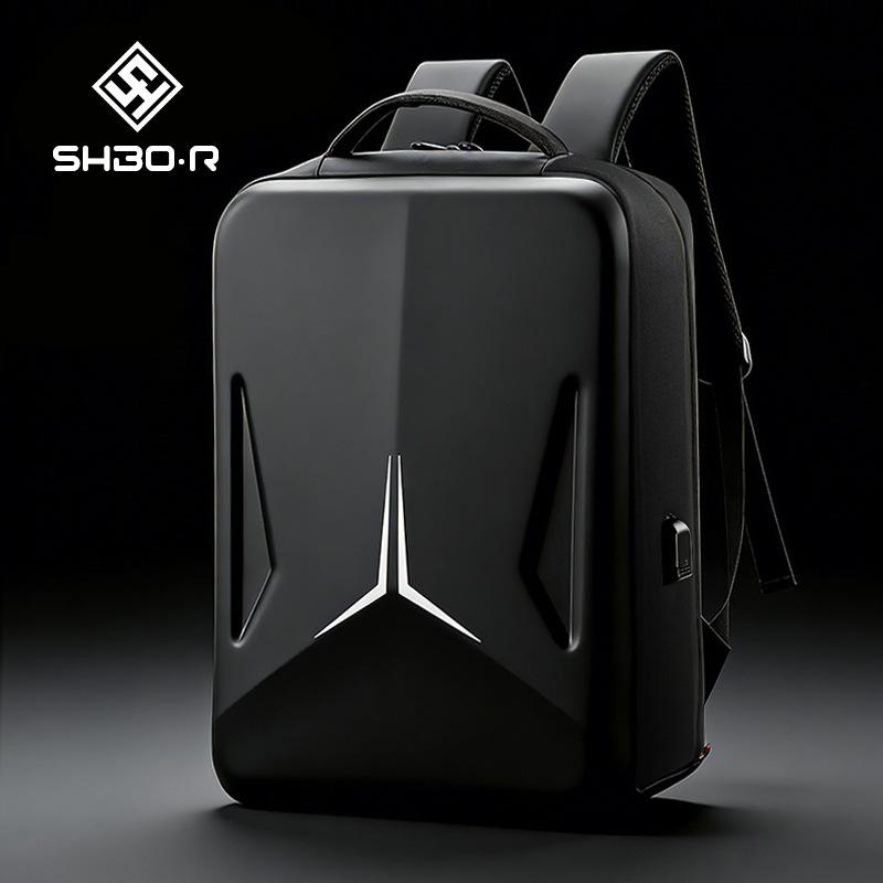 Cross-Border 17.3inch Hard-Shell Computer Bag, Large-Capacity Backpack, Multi-Functional Backpack with Charging Port, High-End Backpack for Men