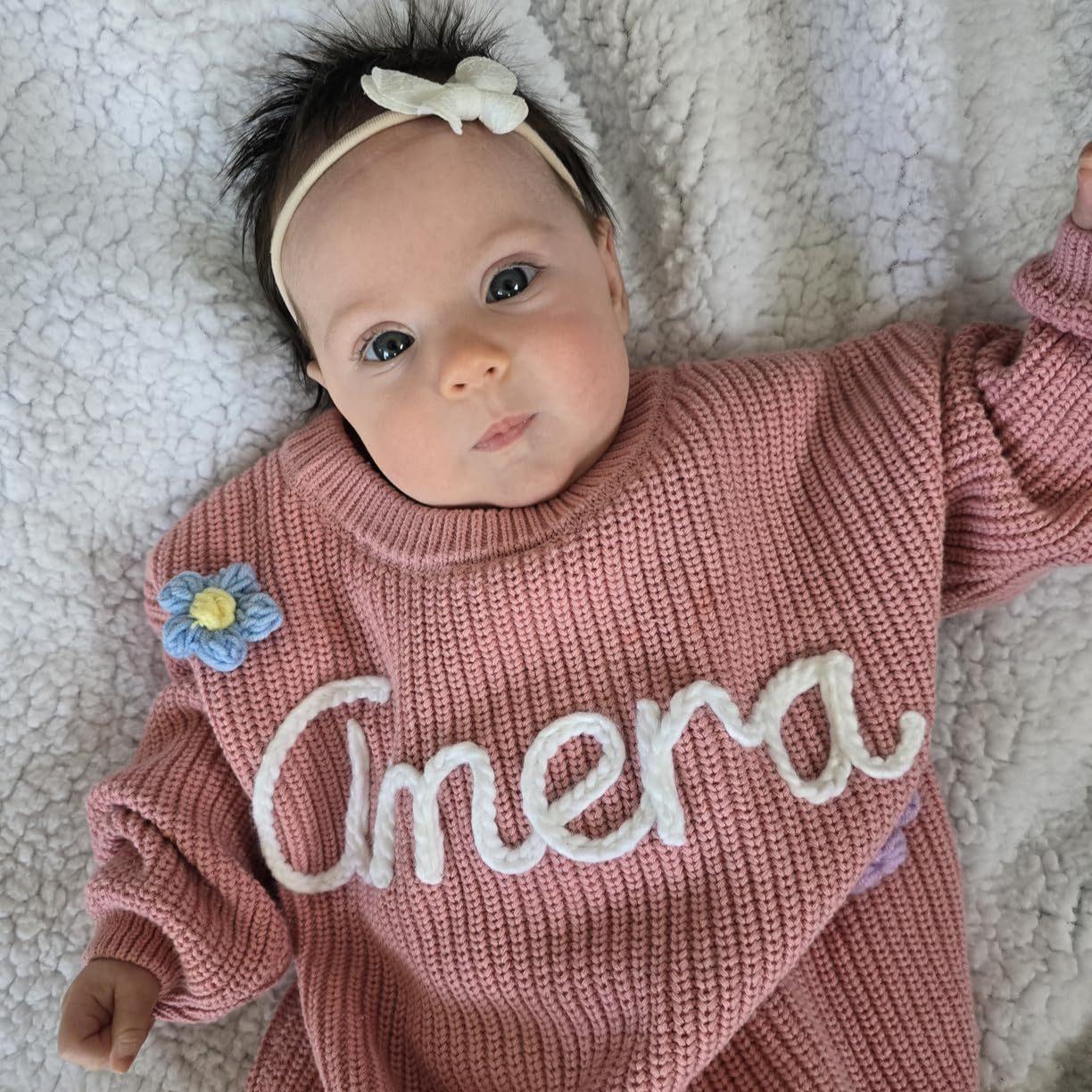 Hand Embroidery Name Color Dot Children's Sweater Cotton Baby Embroidery Christmas Birthday Etsy diy