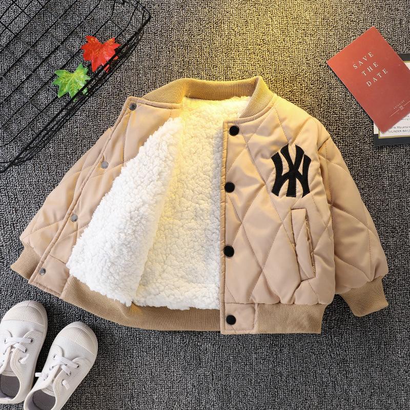 Boys' Winter Velvet Jackets, Stylish Baby Boy's Thickeneded Baseball Uniforms, Children's Cotton Outwears, Jackets, Cotton Outwears, Dropshipping
