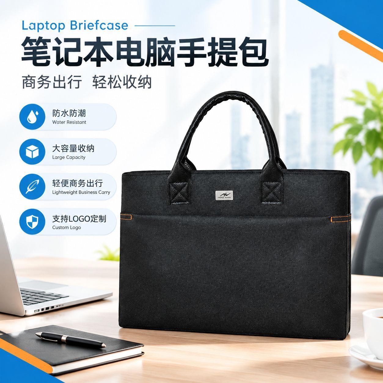 New Men's and Women's Briefcases, Business Portable Zipper Conference Office Bags, Oxford Cloth Document Bags, Computer Bags in Stock