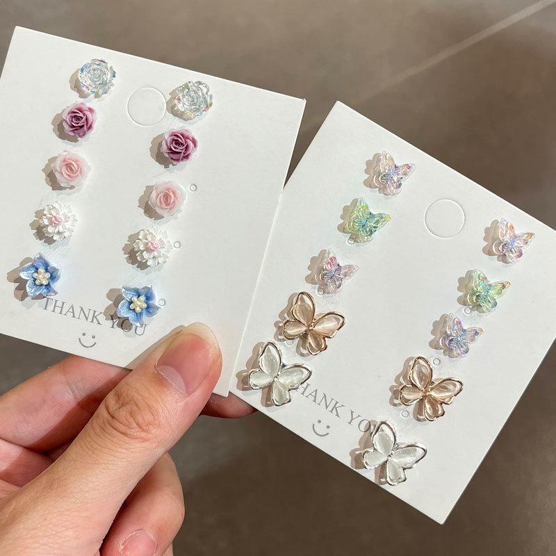 Camellia Magnetic Ear Clip Women's Punch-free Ear Studs Mori-type Rose Earrings Super Fairy Butterfly Ear Accessories