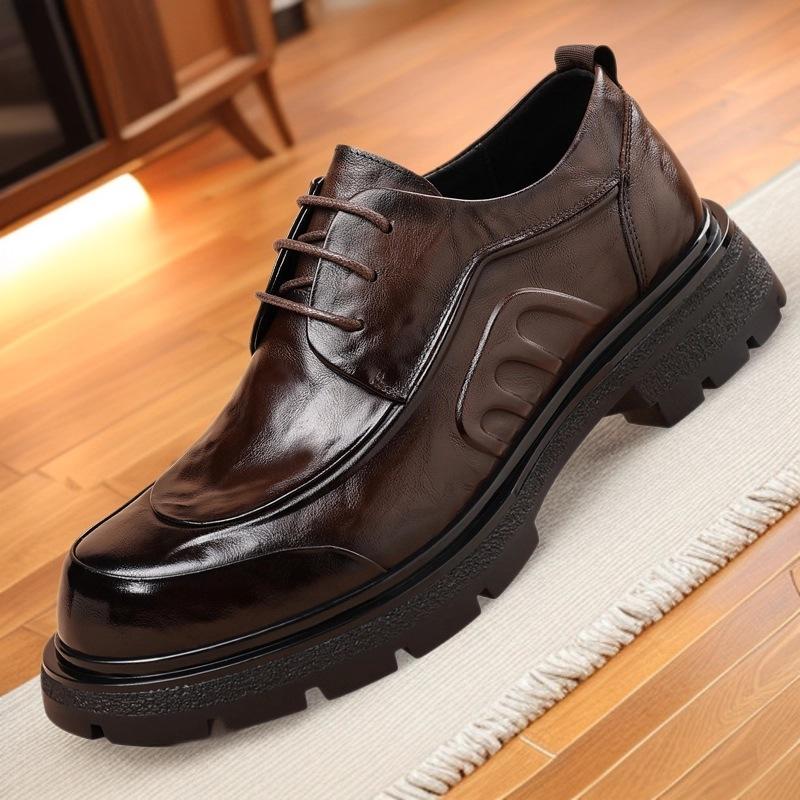 First-Layer Cowhide High-End Casual Men's Shoes, Genuine Leather Business Formal Leather Shoes, Light Luxury Thick-Soled Large-Toe Men's Shoes, Dropshipping