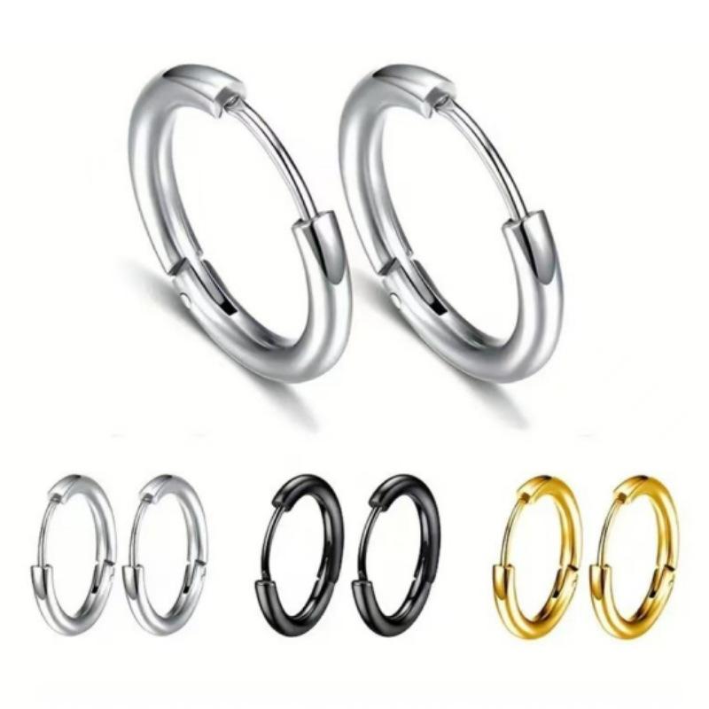 Cross-Border Stainless Steel Round Plain Hoop Earrings, Classic Versatile Hoop Ear Clips, Titanium Steel Piercing Jewelry Manufacturer Wholesale