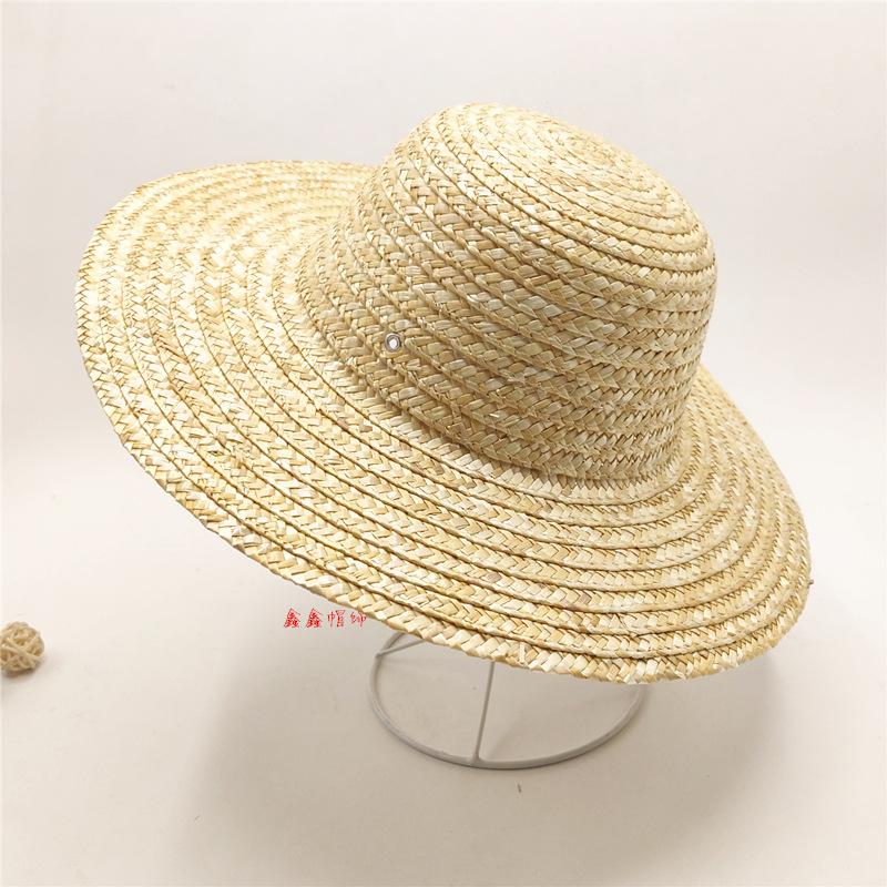 Straw Hat Summer Big Along Sunshade Hat Men's Construction Site Labor Protection Hat Old-fashioned Farmer Straw Wooded Sunscreen Hat Fishing Hat