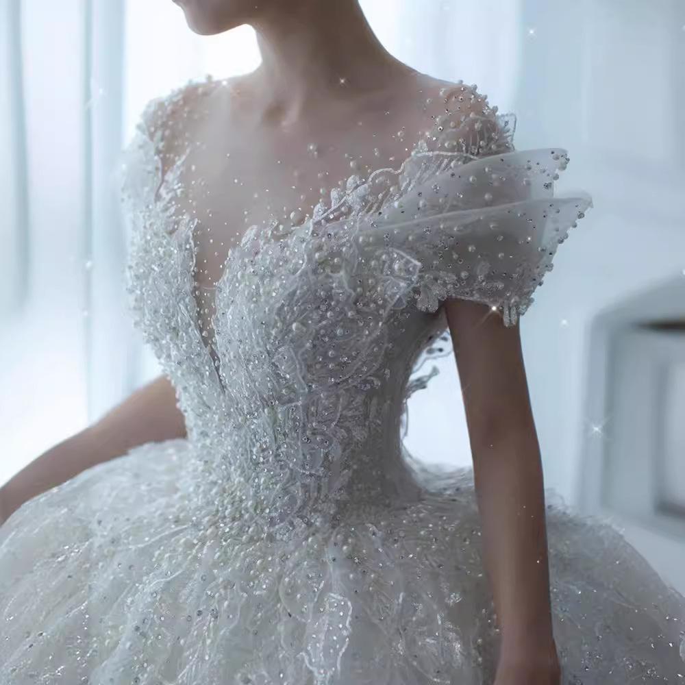 Main Wedding Dress 2025 New Bride Princess Small Pregnant Women Tail High-Quality French Luxury Heavy Industry D102