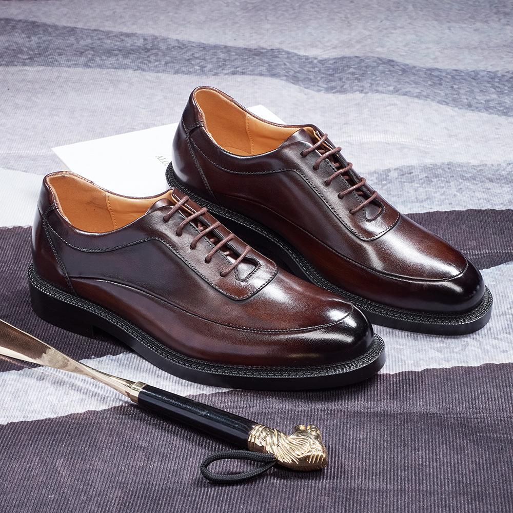 Dropshipping Cross-Border E-Commerce Hot-Selling Men's Leather Shoes with Red Sole and Three-Layer Edge Trim, Height-Increasing Formal Shoes
