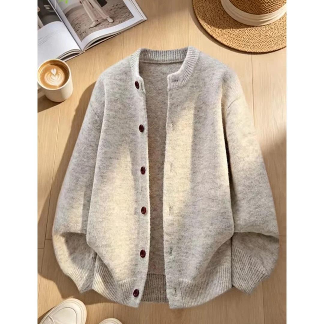 Men's 2026 high-end cardigan, autumn and winter casual knit sweater, men's outerwear, button-up knit sweater