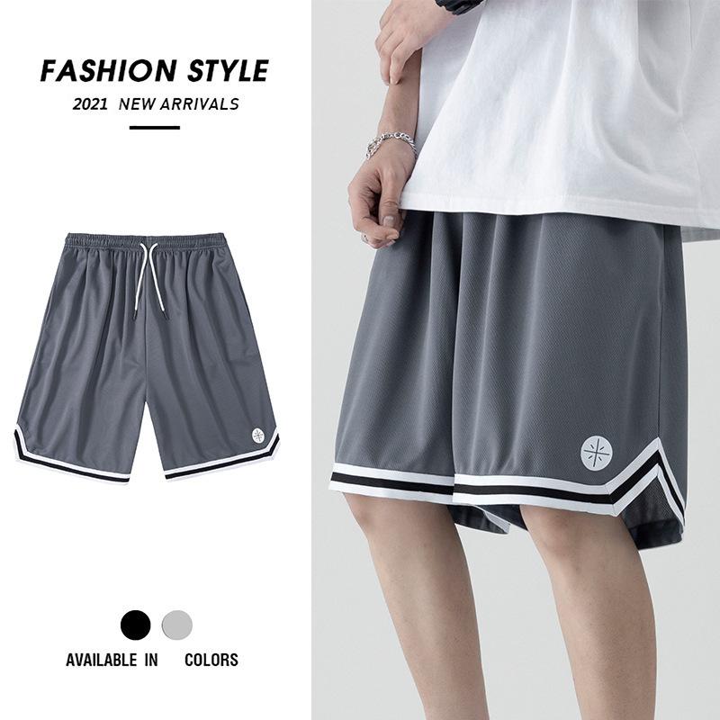 Sports Shorts Men's Loose Ice Silk Casual Basketball Pants Summer Thin Trendy Wide-leg Night Run Five-point Medium Pants