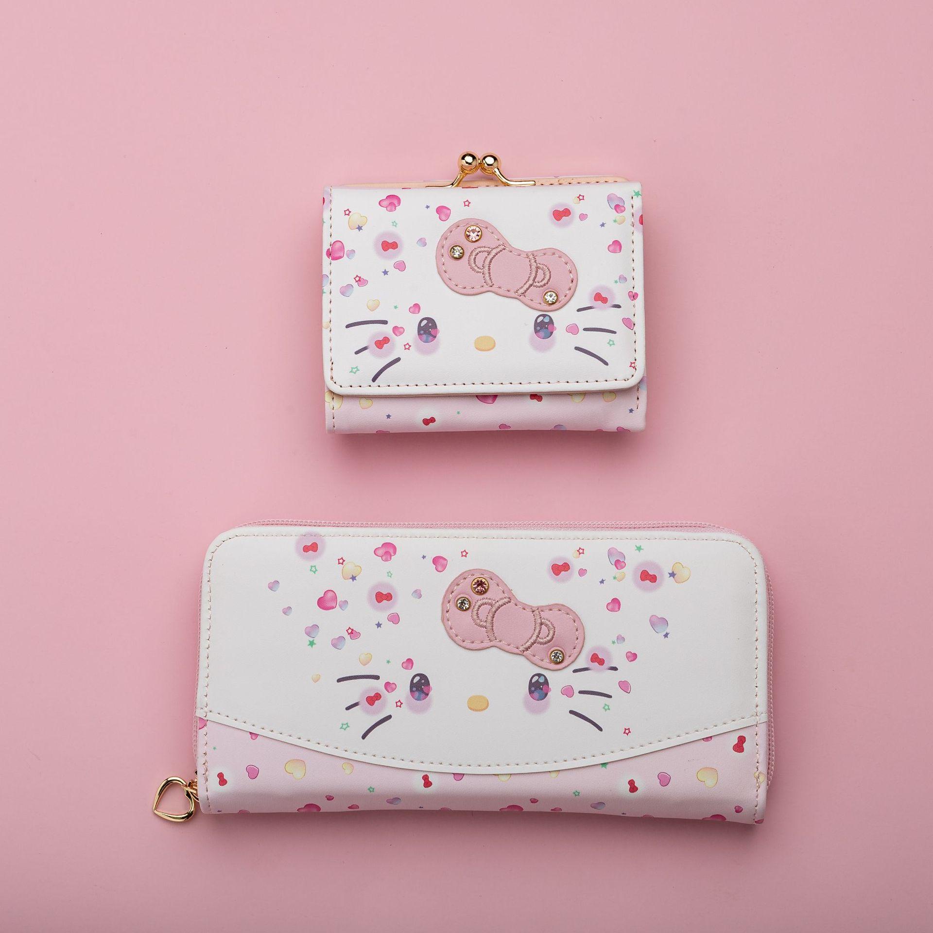 Cross-Border Hot-Selling Japanese-Style Cat Wallet, Children's Wallet, Fashionable and Cute Card Holder, Leather Wallet, Coin Purse, Storage Small Bag