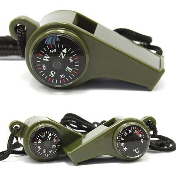 Outdoor multi-function three-in-one whistle life-saving whistle with compass thermometer competition referee whistle