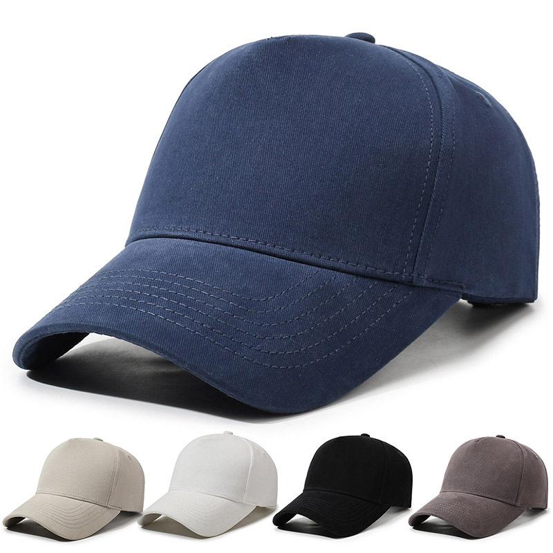 Wholesale Pure Cotton Baseball Caps for Men and Women, Solid Color Peaked Caps, Korean Style Hats with Embroidered Logo, Plain Sun Hats