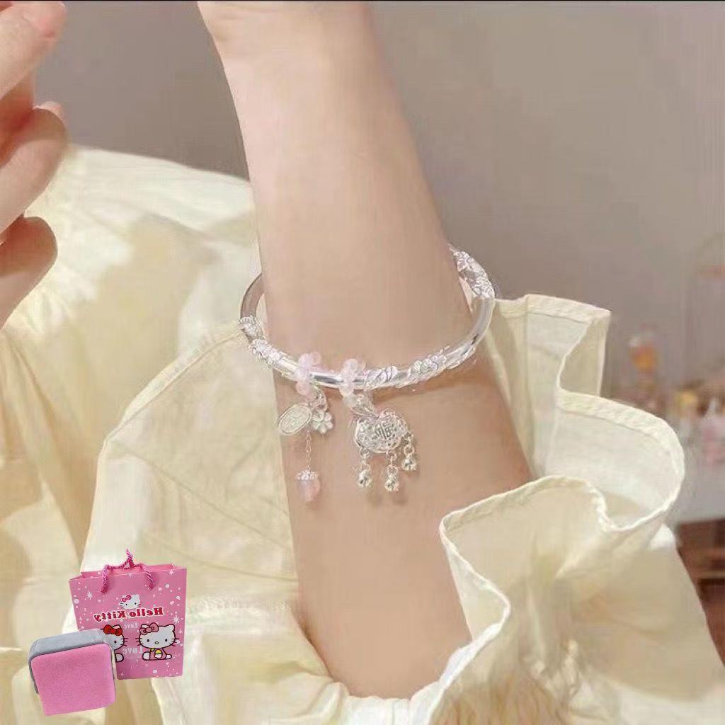 Silver Peace Lock Bracelet for Women, High-End Peace Lock, Auspicious Cloud, Niche Versatile Decoration for Girlfriend
