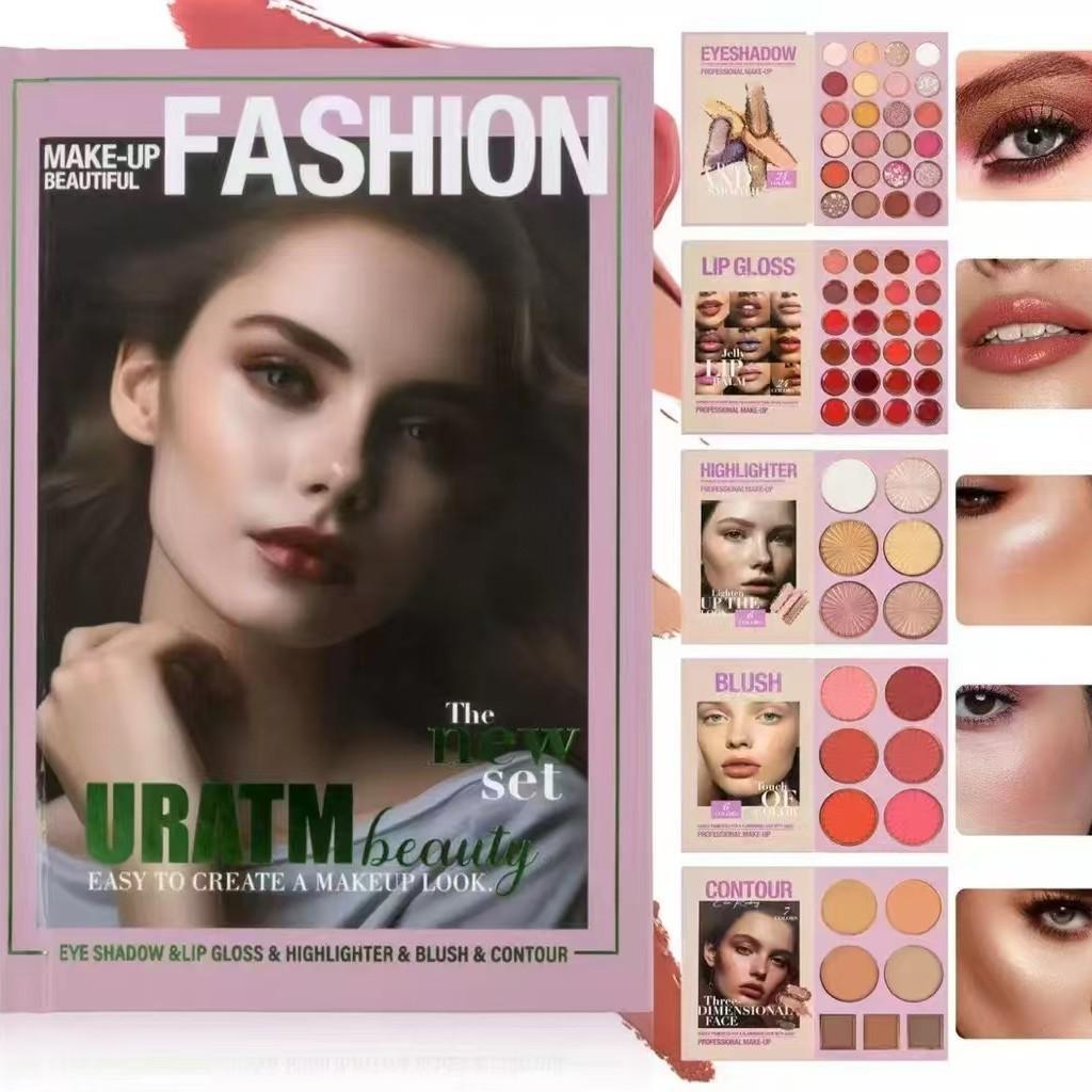 Popular New Eyeshadow 67 Book High-Gloss Makeup Lipstick All-In-One Blush Pearlescent Matte Stereo Stage Makeup Artist