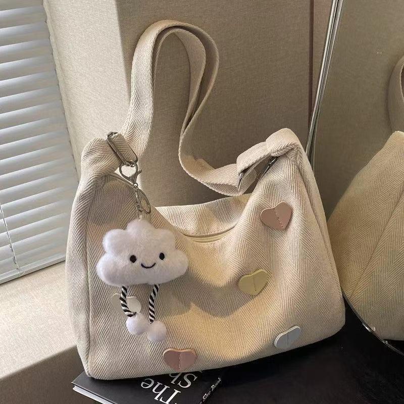 Canvas Bag for Women 2026 New Summer Style Simple Versatile Large Capacity Shoulder Bag Casual Commuter Crossbody Bag Dumpling Bag