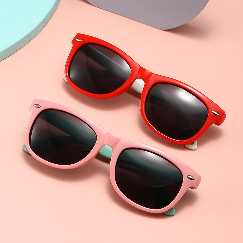Cross-Border New Children's Silicone Leg Sunglasses for Boys and Girls Square Frame Fashion Polarized Glasses Outdoor Sunshade Baby Sunglasses