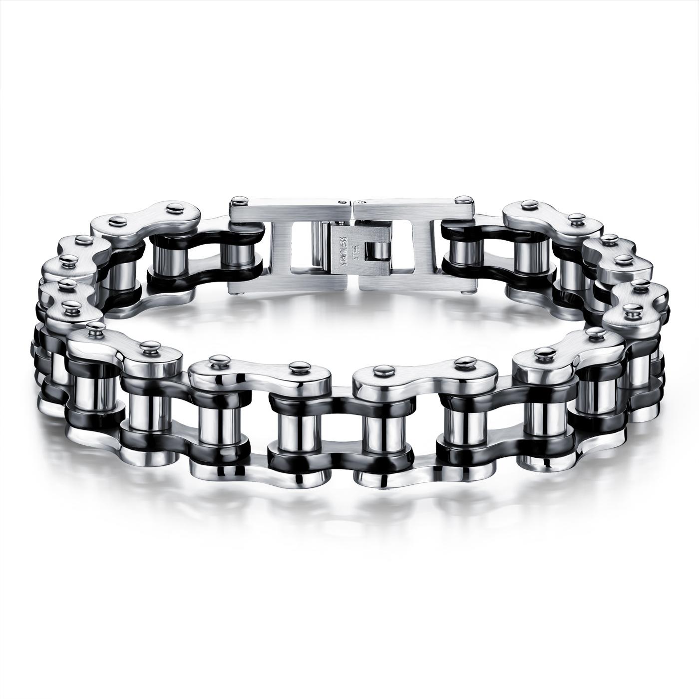 OPK Cross-border European and American Bracelet Men's Stainless Steel Trendy Rock Personality Motorcycle Chain Bicycle Titanium Steel Bracelet