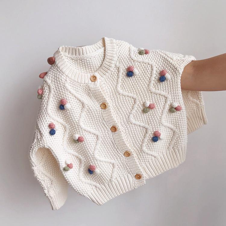 Spring and Autumn children's clothing girls' single-breasted sweater Western style cardigan Korean style children's round neck sweater baby bottoming shirt