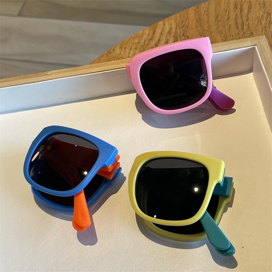 Korean Style Fashionable Folding Children's Sunglasses Baby Summer Sunglasses Morandi Color Series Cool Square Frame Glasses for Men and Women