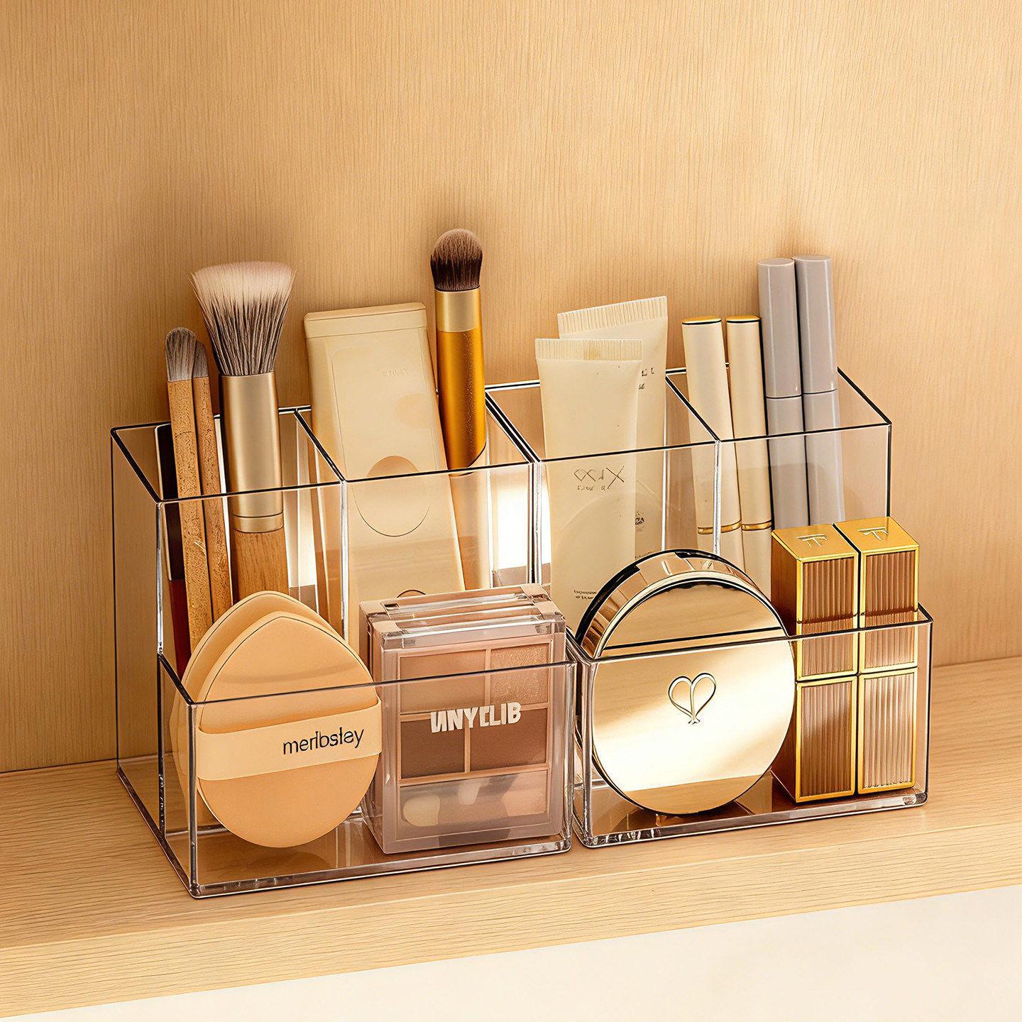 Mirror Cabinet Storage Box, Cotton Pads, Powder Puffs, Lipstick, Dressing Table, Transparent Storage Rack, Cosmetics Table Organizer, Skin Care Products
