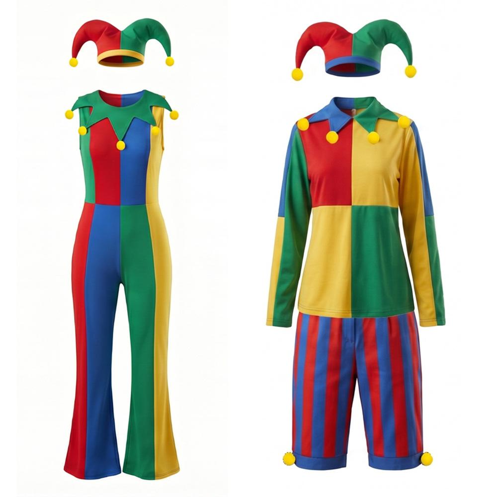 Halloween Scary Clown Cosplay Costume, Scary Clown Character for Men and Women, Cosplay Party Stage Performance Outfit