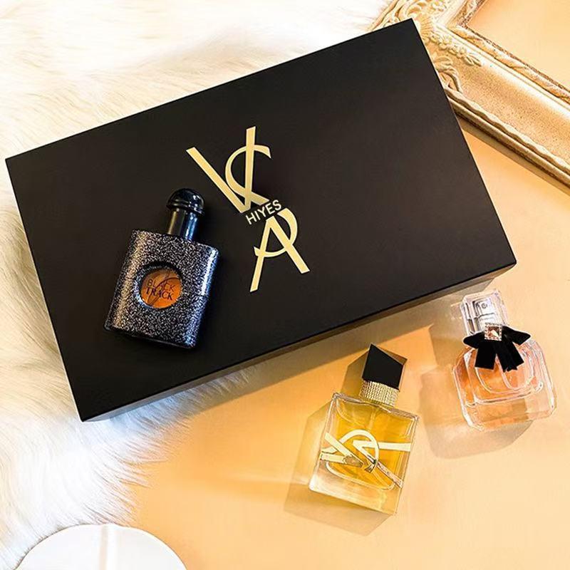 Internet Celebrity Women's Perfume Set Black Opium Libre Eau De Parfum Reversal of Paris Three-Piece Gift Box Rose Cross-Border Hot Sale