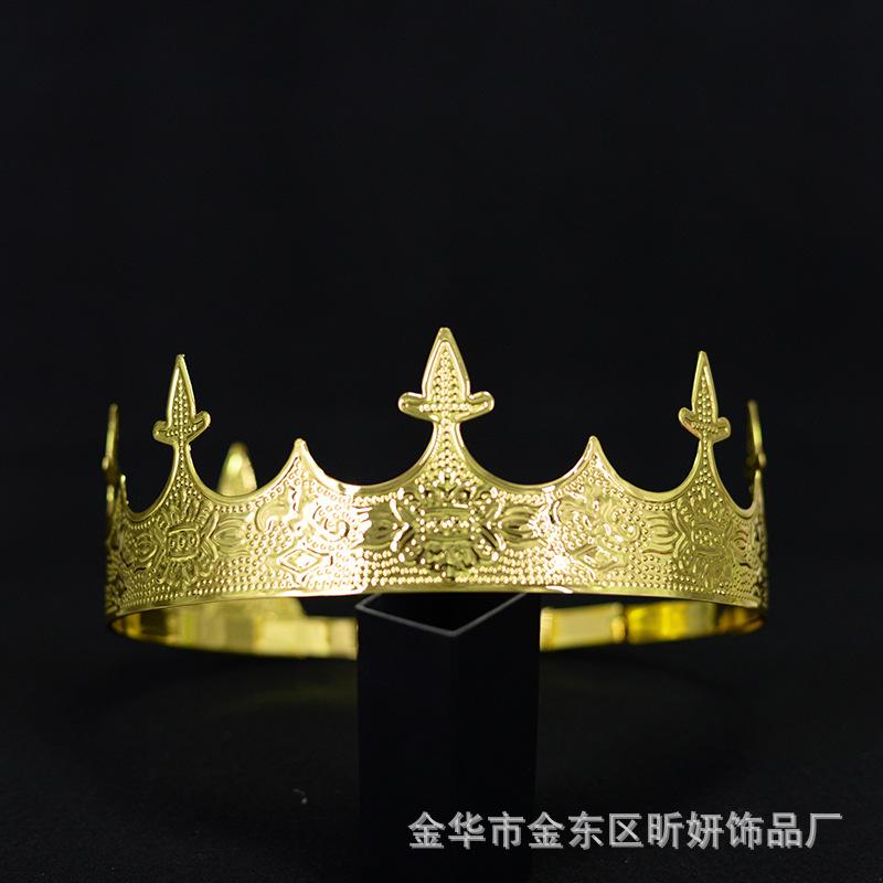 European and American men's king crown headdress Crown Prince vintage court crown performance props pageant queen birthday