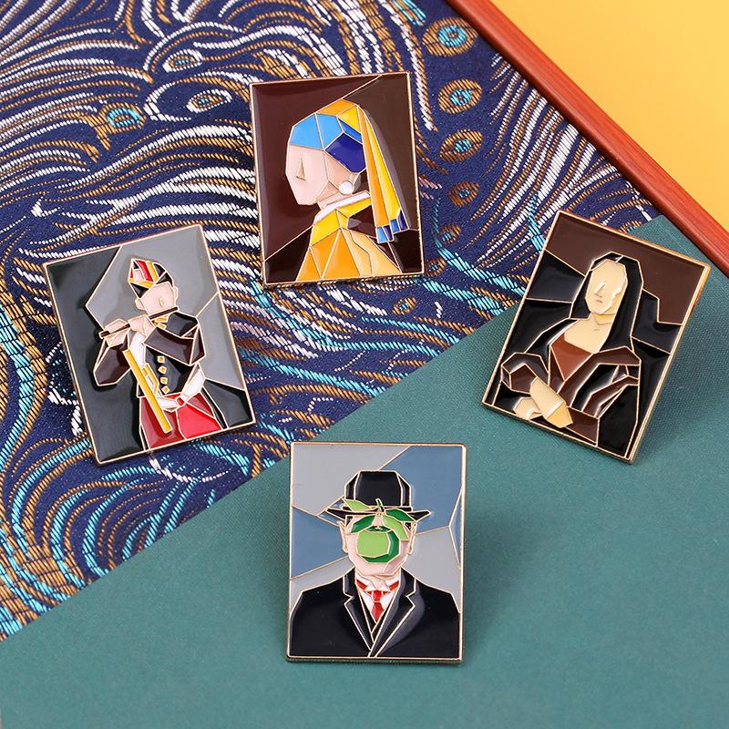 Retro world famous painting badge pin abstract art portrait oil painting clothing accessories brooch art school bag decoration