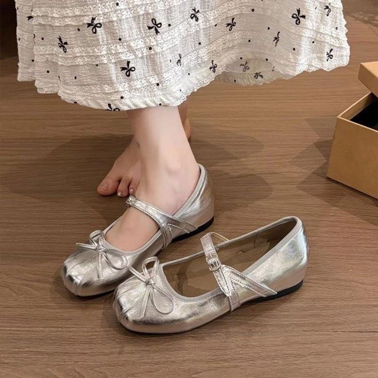 French-style silver ballet Mary Jane shoes for women, 2026 spring new model, height-increasing for petite women, suitable for pairing with skirts