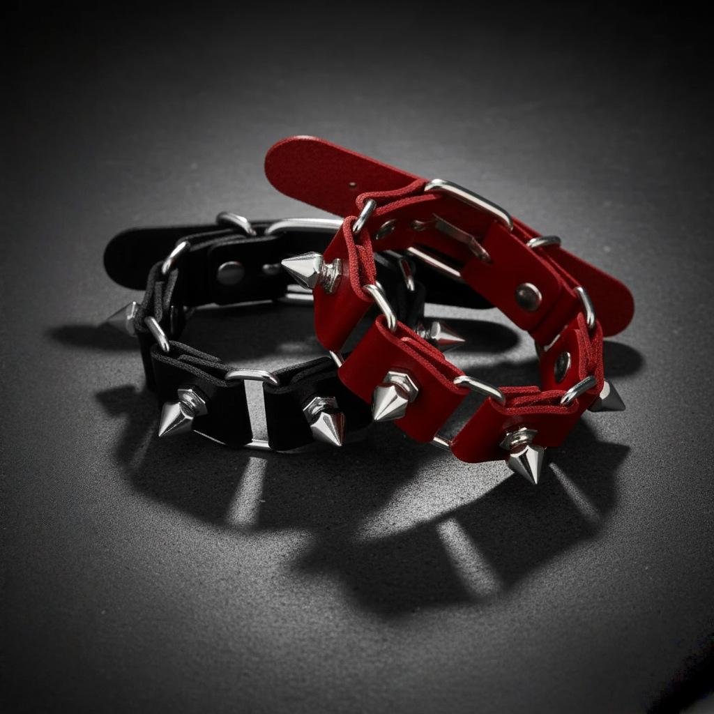 European and American Cross-Border Personalized Punk Style Spiked Leather Bracelet, Adjustable Trendy Street Dance Cool Bracelet Wristband